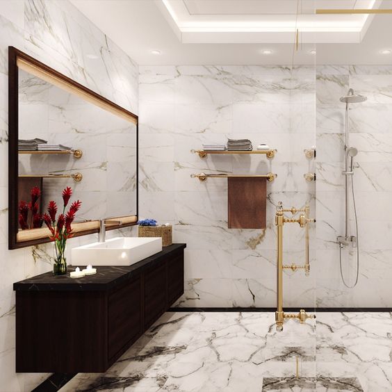 Gạch phòng tắm mẫu vân đá marble